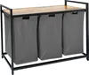 Relaxdays Wäschesammler mit 3 Wäschesäcke, 150 L, Holzoptik Produktbild-Vorschau 1