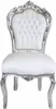 Barockstuhl Barock Stuhl Weiß Silber Kunstleder Esszimmer Produktbild-Vorschau 1