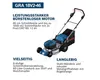 A Bosch cordless lawnmower is shown with text highlighting its features. Voir les images du produit