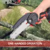 A person is using a mini chainsaw to cut a branch in an outdoor setting. Podgląd zdjęcia produktu