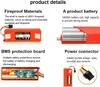 A collage of images and text describing the features of a battery pack. Náhled obrázku produktu