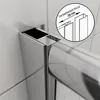 Close-up of a shower enclosure corner with a diagram showing adjustment range. Náhľad obrázku produktu