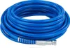 A coiled blue hose with a silver connector on a white background. Produktbild-Vorschau