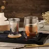 Doppelwandige Teetasse 430ml mit Metallsieb Borosilikatglas Produktbild-Vorschau 5