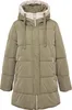 A studio shot of a green puffer jacket.