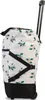A side view of a wheeled shopping bag with a floral pattern. Voir les images du produit