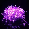 A tangled string of purple LED lights against a black background. Produktbild-Vorschau