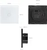 Diagrams showing the dimensions of a white smart WiFi touch light switch. Anteprima dell’immagine prodotto