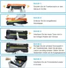 A series of instructional images showing how to install a toner cartridge. Produktbild-Vorschau
