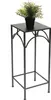 A black metal plant stand with a potted green plant on top, set against a white background. Anteprima dell’immagine prodotto