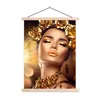 MuchoWow® Textilposter Frau - Blumen - Gold 60x80 cm mit Produktbild-Vorschau 1
