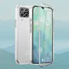 A clear phone case is shown with a phone inside, displaying the time and date. Produktbild-Vorschau