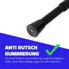 Close-up of the end of a black tension rod with a rubber grip, overlaid with German text and a green checkmark. Anteprima dell’immagine prodotto