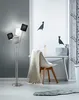 Staande lamp van geborsteld chroommetaal, elegante staande Productafbeelding-voorbeeld 3