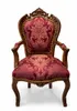 Barockstuhl Barock Stuhl Armlehne Rot Braun Muster Produktbild-Vorschau 1
