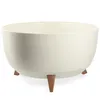 A cream-colored planter with three brown wooden legs, shown against a white background. Voir les images du produit