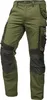 A pair of green work pants with black accents and pockets. Produktbild-Vorschau