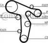 Diagram of a timing belt system with labels. Podgląd zdjęcia produktu