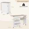 Diagram showing dimensions and weight capacity of a folding sewing table. Produktbild-Vorschau