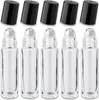 5x Farblose Glasflasche 10 ml Roll-On mit schwarzem Produktbild-Vorschau 1