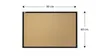 A corkboard with a black frame, with dimensions indicated. Produktbild-Vorschau