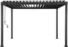 A black metal pergola with adjustable louvers is shown against a white background. Produktbild-Vorschau