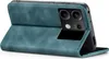 A teal flip case for a smartphone is shown open, revealing the phone's camera module. Produktbild-Vorschau