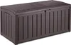 A dark brown plastic storage box with a curved lid, shown from the front-left. Podgląd zdjęcia produktu