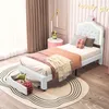 A child's bed with LED lights and a storage drawer, set in a bedroom. Voir les images du produit