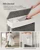 A collage showing a laundry basket with its lid open, a person carrying a laundry bag, and a person removing a laundry bag from the basket. Produktbild-Vorschau