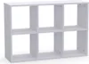 A white cube shelf unit with six compartments. Produktbild-Vorschau