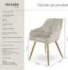Chaise MARILYN Effet velours style scandinave - taupe/or, Voir les images du produit 6