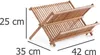 A wooden dish rack with dimensions indicated by text and lines. Produktbild-Vorschau