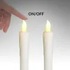 A hand is shown touching an LED candle, with the text 'ON/OFF' above two candles. Anteprima dell’immagine prodotto