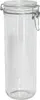 A clear glass jar with a silver clamp lid. Produktbild-Vorschau