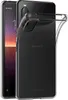 A clear protective case is shown on the back of a Sony Xperia 10 II smartphone. Produktbild-Vorschau