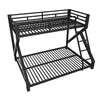 A black metal bunk bed with a ladder, shown from a three-quarter angle against a white background. Podgląd zdjęcia produktu