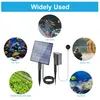 A collage of images showing different applications of a solar-powered aerator, including fish ponds, aquariums, outdoor fishing, and hydroponic plants. Náhled obrázku produktu