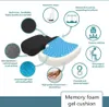 Diagram illustrating the features and benefits of a memory foam gel cushion. Náhľad obrázku produktu