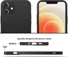 Multiple views of a black smartphone case, including front, back, side, and bottom views, with text highlighting precise cutouts. Produktbild-Vorschau