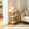 3 Ablagen Schmaler Beistelltisch,Holz Couchtisch,Kleiner Produktbild-Vorschau 1