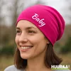 Huuraa Beanie Baby Schriftzug Fuchsia One Size Baumwolle Produktbild-Vorschau 2