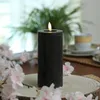 LED Kerze LINA - Rustik-Optik - Echtwachs - H: 15cm - D: 7cm - Batterie - Timer - schwarz Produktbild-Vorschau