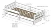 A technical drawing of a white children's bed with dimensions and specifications. Produktbild-Vorschau