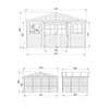 Technical drawings and dimensions of a wooden garden shed. Voir les images du produit