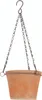 A hanging terracotta pot with a metal chain, isolated on a white background. Produktbild-Vorschau