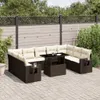 vidaXL 10-tlg. Garten-Sofagarnitur mit Kissen Braun Poly Produktbild-Vorschau 2