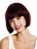 WIG ME UP Perücke Echthaar kurz Bob glatt Pony Bordeaux Rot Produktbild-Vorschau 2