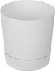 A white plant pot with a saucer. Produktbild-Vorschau