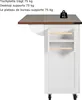 A white kitchen cart with a brown and gray tabletop, featuring shelves and wheels. Anteprima dell’immagine prodotto